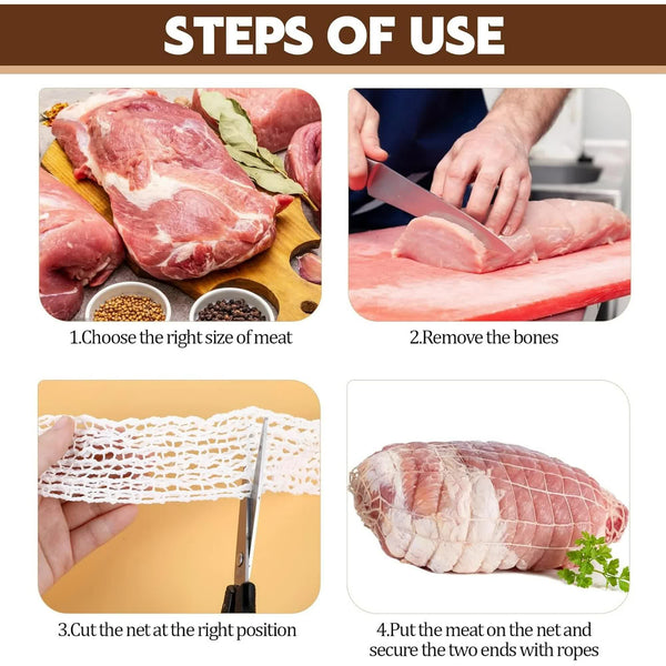 16.4Ft Meat Netting Roll Size 18 Elastic Smoked Beef Poultry Ham Cooking Twine Cooked Food Mesh Bag For Or Drying Sausage Making Other Kitchen Gadgets
