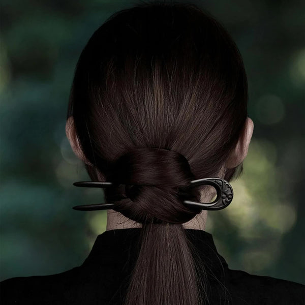Carved Hair Forks Buns Women Two Prong Stick Long U Shape Wood Pin Handmade Accessories(2Pack) Hair Accessories
