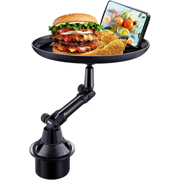 Car Cup Holder Tray For Adults Table Eating With Cell Phone Slot Lap Universal Adjustable 360 Swivel Fits Vehicle Boats Golf Cart Cup Holders