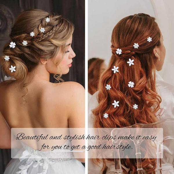 Mini Rhinestone Hair Pins 20Pcs Cute Small Decorative Wedding & Bridal Barrettes With Flowers For Girls Women (4 Patterns) Hair Accessories