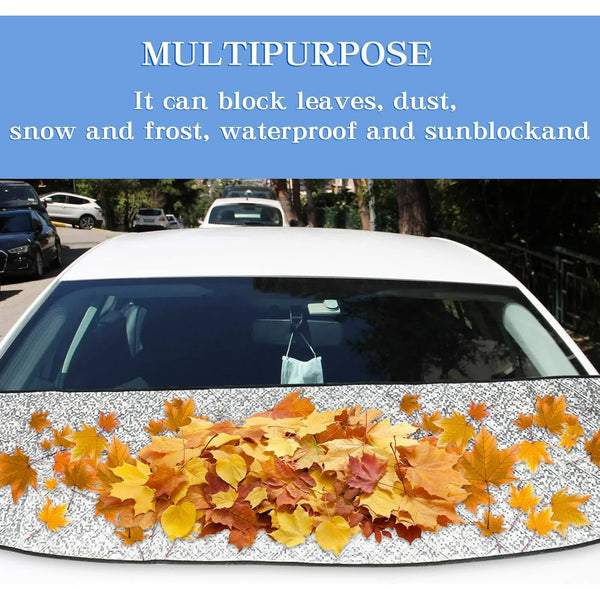 Car Front Windshield Cover Shade 66.9"A17.7" Snow For Fallen Leaf Dust And Universal Protector All Seasons(Silver) Car Covers
