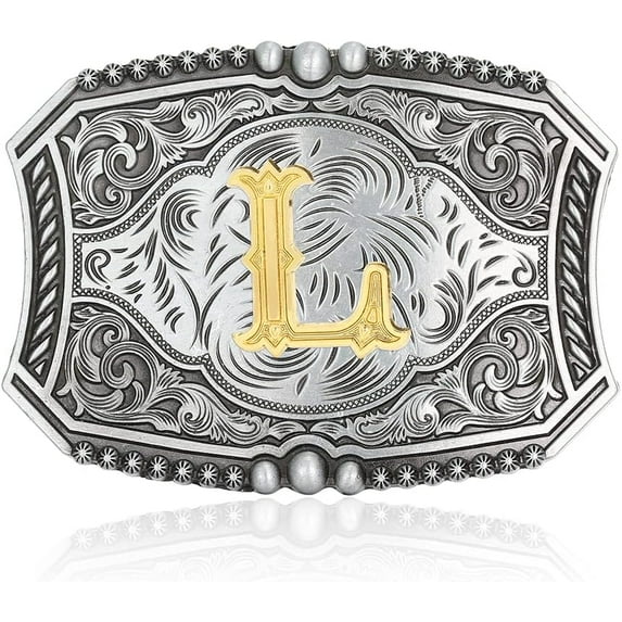 Men's American Western Belt Buckle Knight Vintage Initial Letters To Z Alphabet Cowboy Rodeo Belts