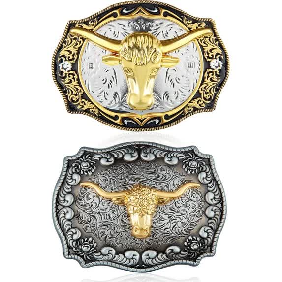 2 Pieces Longhorn Bull Eagle Letter J Belt Buckle Cowboy Western Rodeo For Men Belts