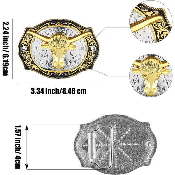 2 Pieces Longhorn Bull Eagle Letter J Belt Buckle Cowboy Western Rodeo For Men Belts