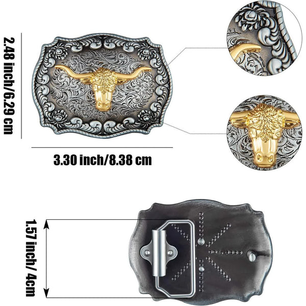 2 Pieces Longhorn Bull Eagle Letter J Belt Buckle Cowboy Western Rodeo For Men Belts