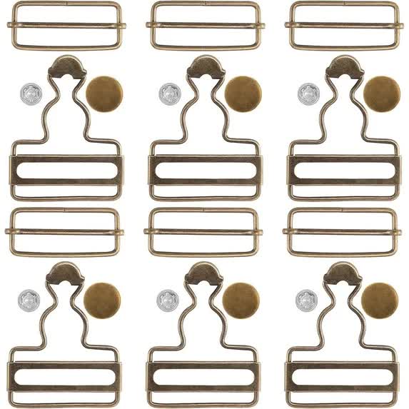 14 Sets Metal Overall Buckles 1/2" Dungaree Replacement Clasp Clips With Adjustable Slide Buttons For Suspender Jeans Bib Pants Diy Sewing Accessories
