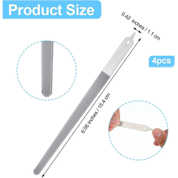 4 Pcs Diamond Deb Nail File Metal With Sharp Pointed Tip Stainless Steel Filer Files For Natural Nails Double Sided Manicure Pedicure Toenails Tools S