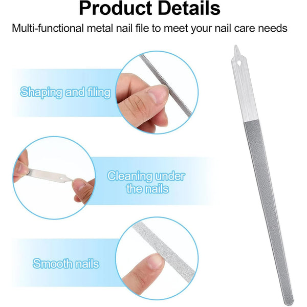 4 Pcs Diamond Deb Nail File Metal With Sharp Pointed Tip Stainless Steel Filer Files For Natural Nails Double Sided Manicure Pedicure Toenails Tools S