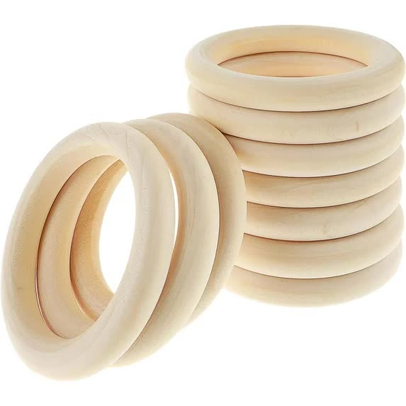 10 Pcs Unfinished Natural Wooden Rings For Crafts 70Mm/3 Inch Macrame Without Paint Diy Pendant Connectors Jewelry Making Supplies Wooden Pieces & Cra