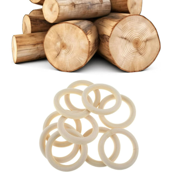 10 Pcs Unfinished Natural Wooden Rings For Crafts 70Mm/3 Inch Macrame Without Paint Diy Pendant Connectors Jewelry Making Supplies Wooden Pieces & Cra