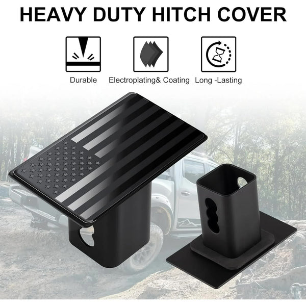 Tow Hitch Cover Heavy American Flag Metal Trailer For 2 Inch Receivers Ideal Truck Accessories With 5/8 Pin Diameter Lock Tow Bars & Winches