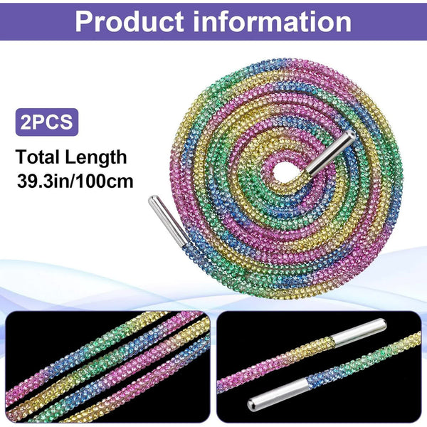 Rhinestone Glitter Rope Laces Crystal Bling Round Shoe For Sneakers Shoe Laces
