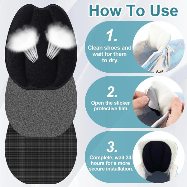 4 Pairs Shoe Tongue Pads For Loose Shoes Black & Beige Insoles