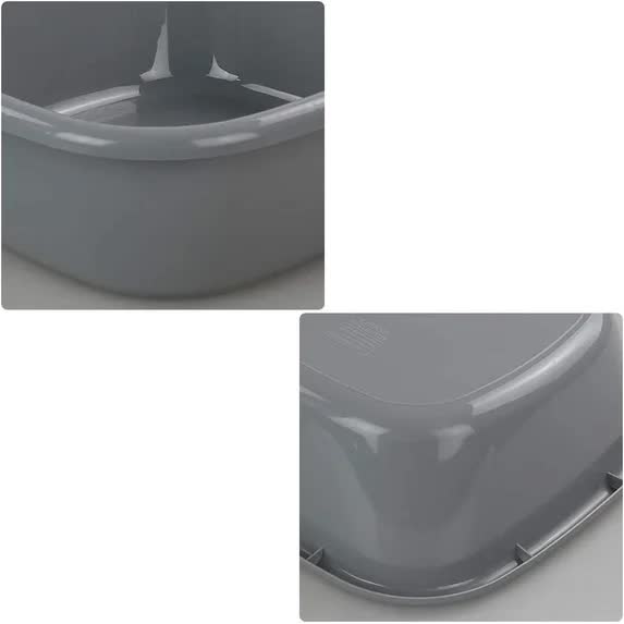 Idotry 4 Pack Baby Small Wash Basin Gray Plastic Square Dish Pan 8 Quart Camping Wash Basins