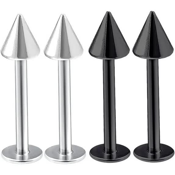 4Pcs 16G Black Spike Labret Monroe Lip Cartilage Tragus Piercing Studs Body Piercing Jewellery