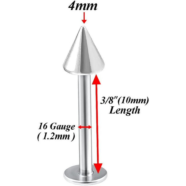 4Pcs 16G Black Spike Labret Monroe Lip Cartilage Tragus Piercing Studs Body Piercing Jewellery