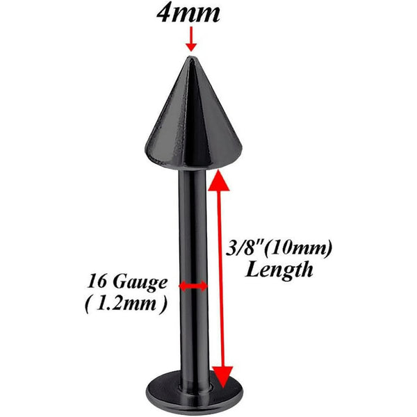4Pcs 16G Black Spike Labret Monroe Lip Cartilage Tragus Piercing Studs Body Piercing Jewellery