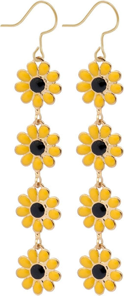Boho Flower Dangle For Womenchic White Yellow Drop Statement Tropical Beach Jewelry Earrings
