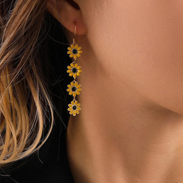 Boho Flower Dangle For Womenchic White Yellow Drop Statement Tropical Beach Jewelry Earrings
