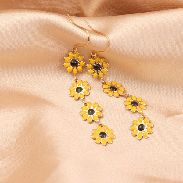 Boho Flower Dangle For Womenchic White Yellow Drop Statement Tropical Beach Jewelry Earrings