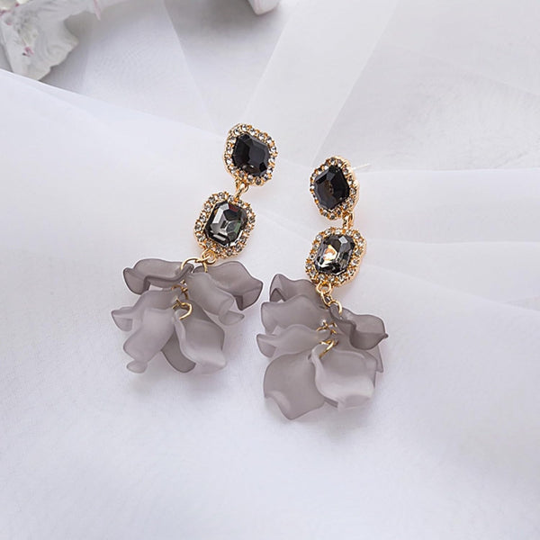 Acrylic Black Rose Petal For Women Dangle Exaggerated Flower Statement Floral Tassel Valentine's Day Gift Earrings