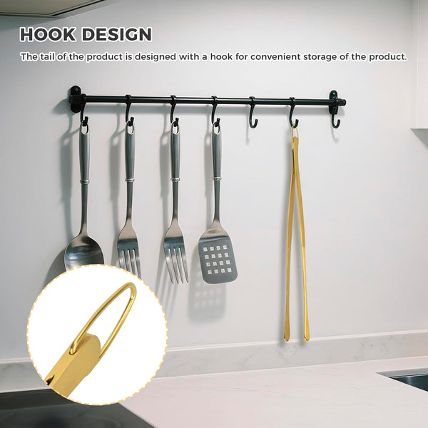 Kitchen Tweezer 12 Inches Stainless Steel Heavy Duty Long Fine Chef Metal Skinny Cooking Tweezers For Serving Food Gold Tongs