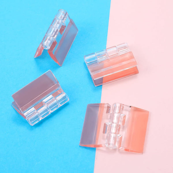 24Pcs Acrylic Hinges 1.4X1 Inch Clear Self Adhesive Folding For Diy Crafts Door Hinges