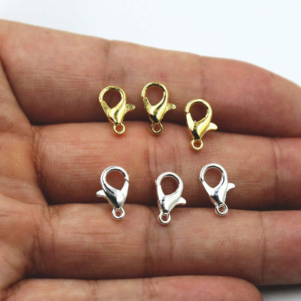 50 Pieces Stainless Steel Lobster Claw Clasps Silver & Gold Bracelet Necklace Findings For Diy Jewelry Making(21X12mm) Jewellery Cord & Wire