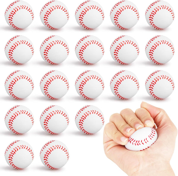Mini Baseball Stress Ball 20 Packs Party Favors Small Foam Squeeze Anxiety Toy Sports Squishy For Kids School Carnival Reward Decorations Supplies Squ
