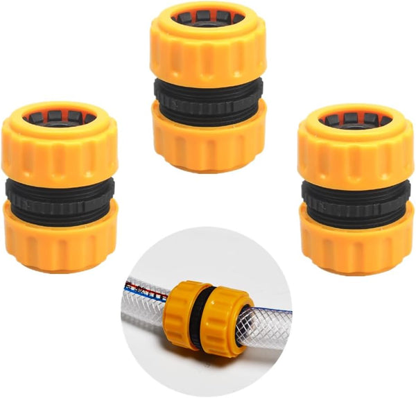 3 Pcs Garden Hose Repair Kit Durable Connector Extender 3/4" Or 5/8" Water Connectors Mender For Pipe Quick Connection Yellow Hoses