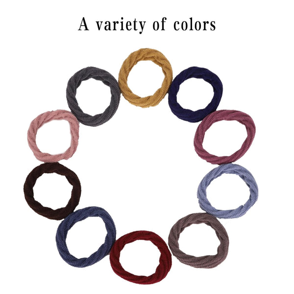 10 Pieces Thick Hair Ties Seamless Elastic For Women Girls Accessories Colorful Ponytail Holders With Pattern Texture No Crease Soft Bands Thin And Cu