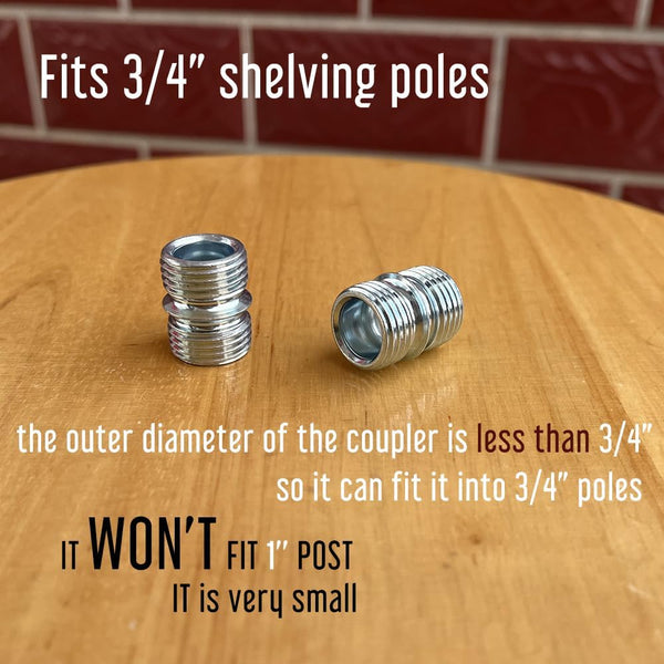Vega 4 Pack Small Threaded Pole Connectors For 3/4" Shelving Posts Industrial Style Wire Rack Braces & Brackets