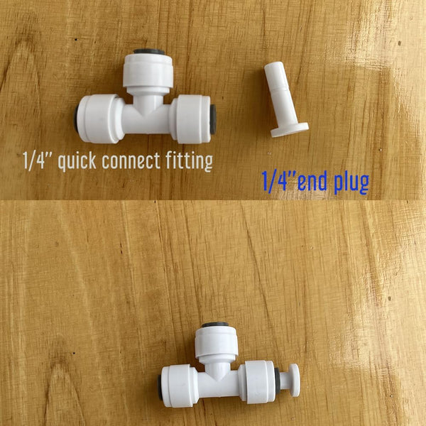 2 Size 1/4'' And 3/8'' Plug End Cap For Ro System Reverse Osmosis Water Line Fittings Quick Connect Prevent Leak (Fits 1/4A Both In 10 Piece) White Ro