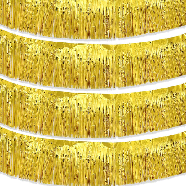 Gold Tinsel Fringe Banners 4 Pack For Party & Parade Decorations Banners Bunting & Garlands
