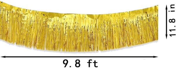 Gold Tinsel Fringe Banners 4 Pack For Party & Parade Decorations Banners Bunting & Garlands