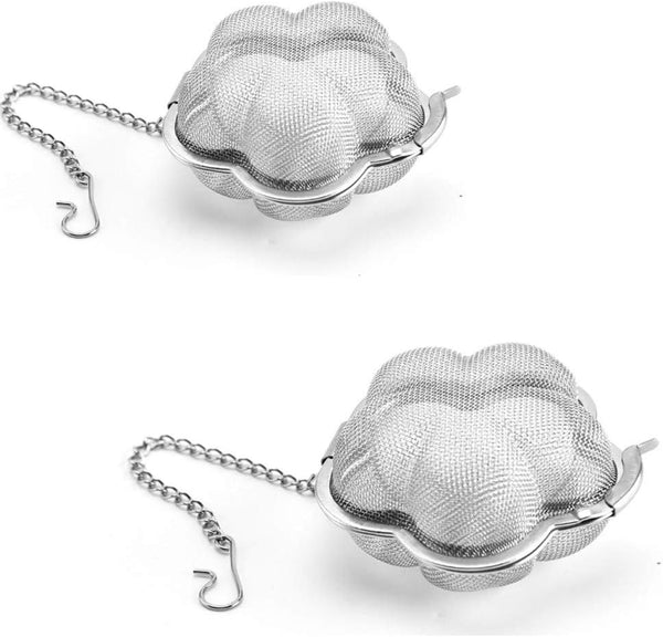 2Pcs Stainless Steel Fine Mesh Seasoning Ball Kitchen Soup Spice Stew Filter Tool Metal Tea Bag (2Pcs Flower Shape)Silver6cm Colanders Strainers & Sif