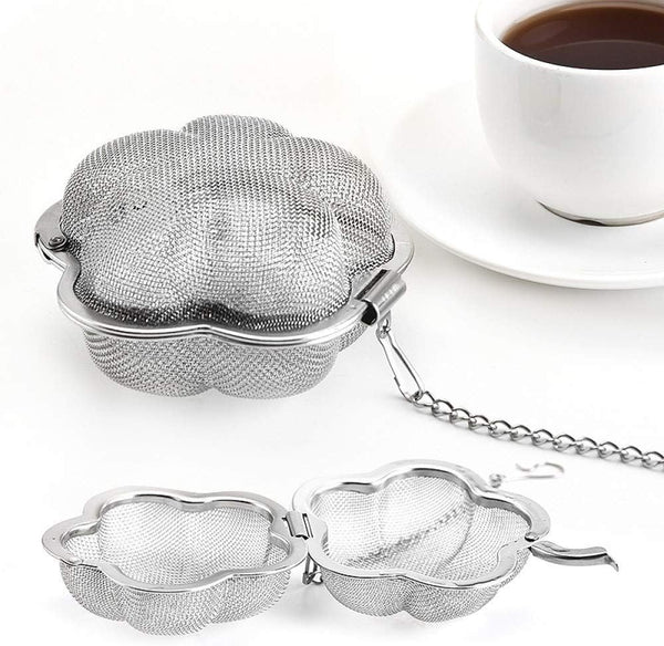 2Pcs Stainless Steel Fine Mesh Seasoning Ball Kitchen Soup Spice Stew Filter Tool Metal Tea Bag (2Pcs Flower Shape)Silver6cm Colanders Strainers & Sif
