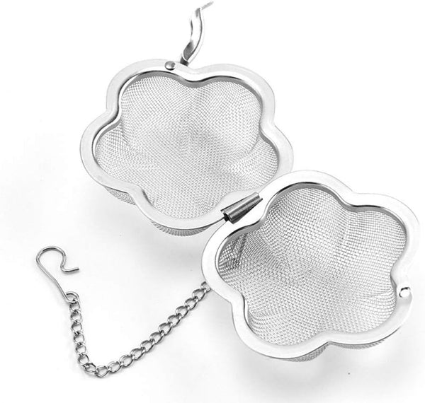 2Pcs Stainless Steel Fine Mesh Seasoning Ball Kitchen Soup Spice Stew Filter Tool Metal Tea Bag (2Pcs Flower Shape)Silver6cm Colanders Strainers & Sif