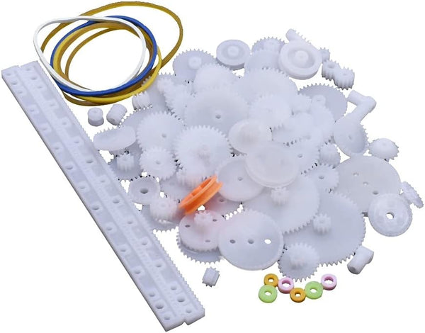 75Pcs Mixed Plastic Gearbox Rack Pulley Belt Worm Single & Double 8 56 Teeth Diy Tool For Robot Repair Toy Car Kit Building Blocks