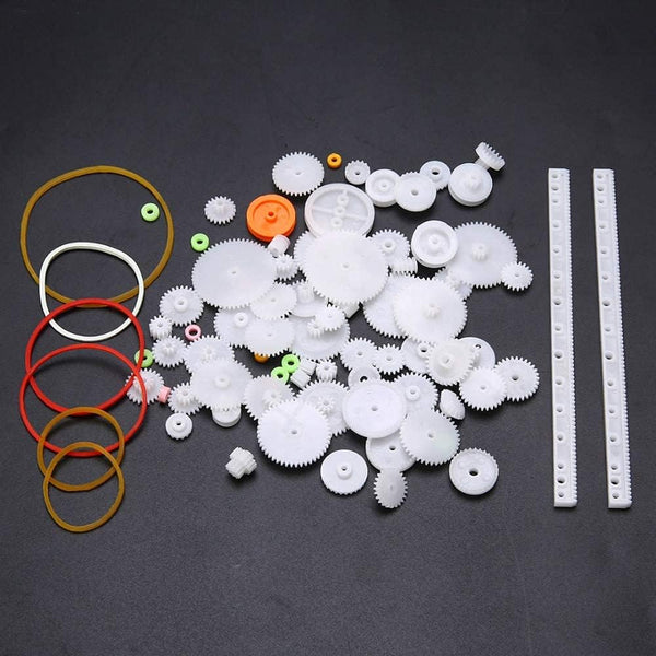 75Pcs Mixed Plastic Gearbox Rack Pulley Belt Worm Single & Double 8 56 Teeth Diy Tool For Robot Repair Toy Car Kit Building Blocks