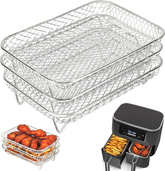 Stackable Stainless Steel Air Fryer Racks For Ninja Dual Air Fryer Accessories