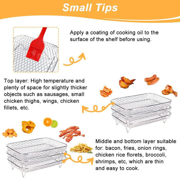 Stackable Stainless Steel Air Fryer Racks For Ninja Dual Air Fryer Accessories