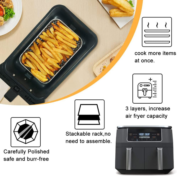 Stackable Stainless Steel Air Fryer Racks For Ninja Dual Air Fryer Accessories