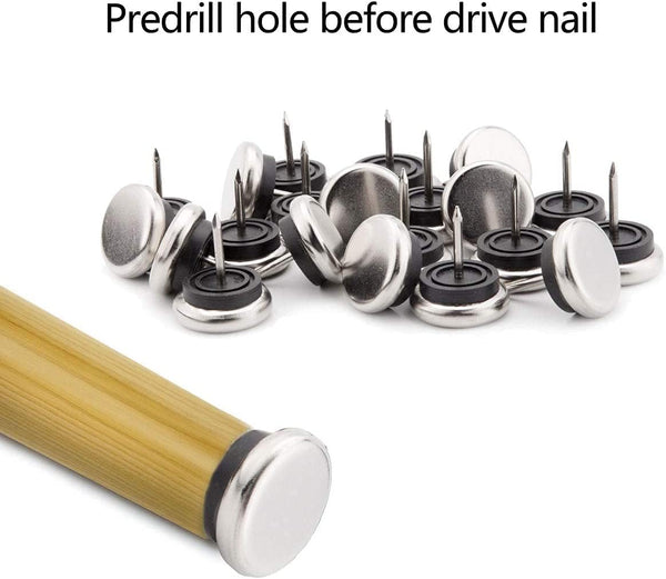 20Pcs Round Heavy Duty Furniture Pads Nail On Sliders Hardwood Floor Protectors Metal Glides For Chair Table Desk Cabinet Sofa Couch Leg Feet Non Slip