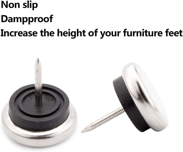 20Pcs Round Heavy Duty Furniture Pads Nail On Sliders Hardwood Floor Protectors Metal Glides For Chair Table Desk Cabinet Sofa Couch Leg Feet Non Slip