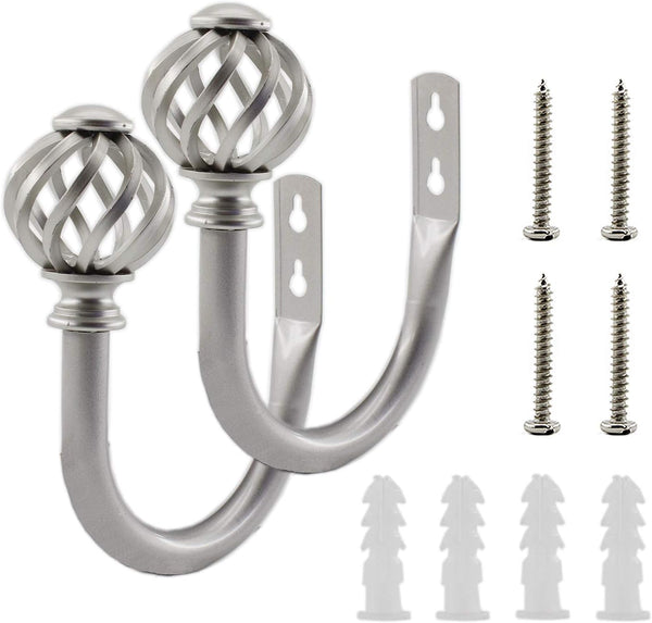 2 Pack Curtain Holdbacks U Shaped Wall Mounted Tieback Hooks Drapery Tiebacks Decorative Window Treatment Hardware For Home (Silver) Other Curtains &