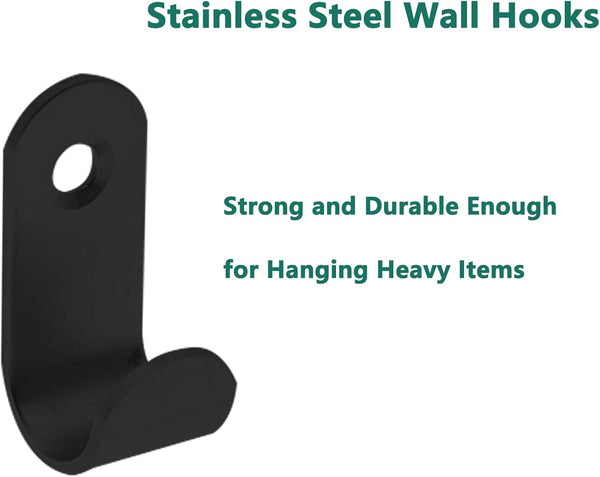 20Pcs Black Stainless Steel J Hooks For Wall Mounting 35X16mm Hooks & Hangers