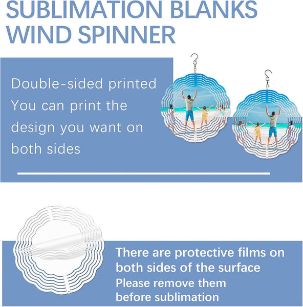 8 Pcs Inch Aluminum Sublimation Wind Spinner Blanks For Diy Gifts & Decor Fabric Transfers