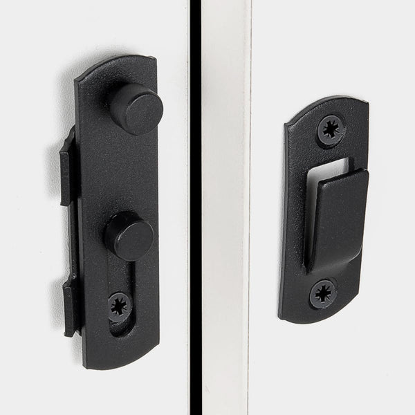 Barn Door Latch 2 Pack Matte Black Stainless Steel Sliding Lock Bi Fold Gate Cabinet Closet 2.75 X 2.02 Inch Door Locks & Lock Mechanisms