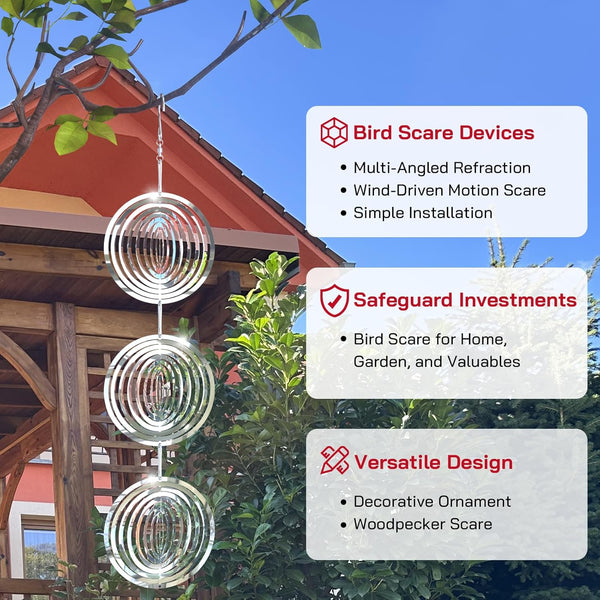 3D Stainless Steel Bird Deterrent Wind Spinner Garden Decor And Pest Control Repellents & Deterrents